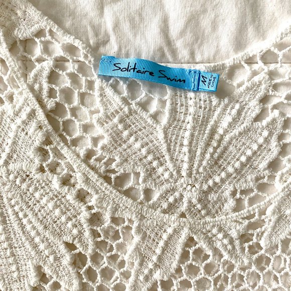 White Cotton Lace Crochet Beach Cover Up Solitaire Swim - Picture 9 of 13